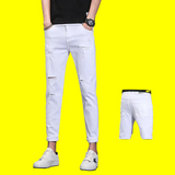 Autumn White Men's Fashion Slim Fit Jeans Cotton Soft Cozy Stretch Denim Trousers Korea Fashion Classic Casual Straight Pants